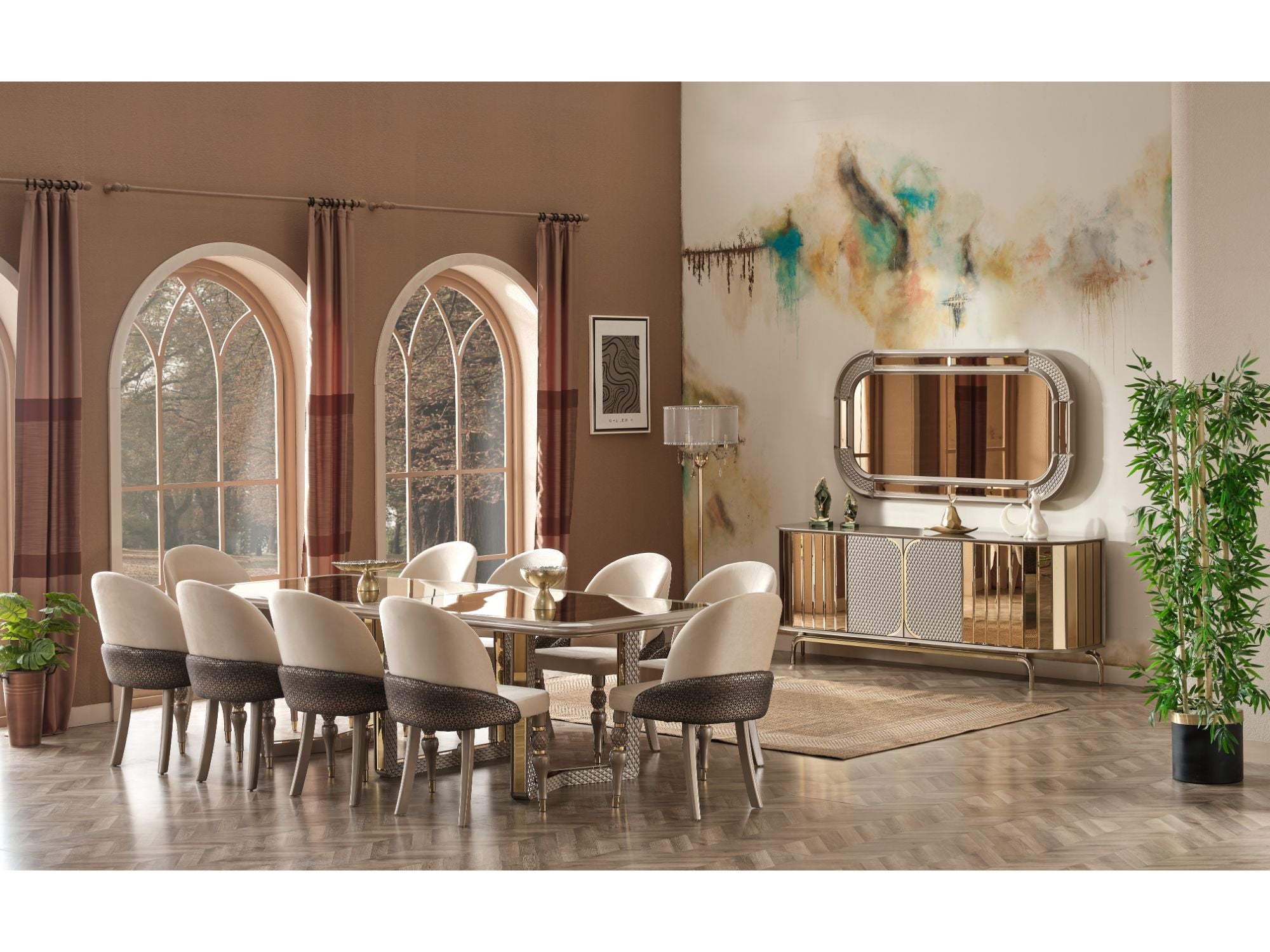 Mirrored dining room set hot sale