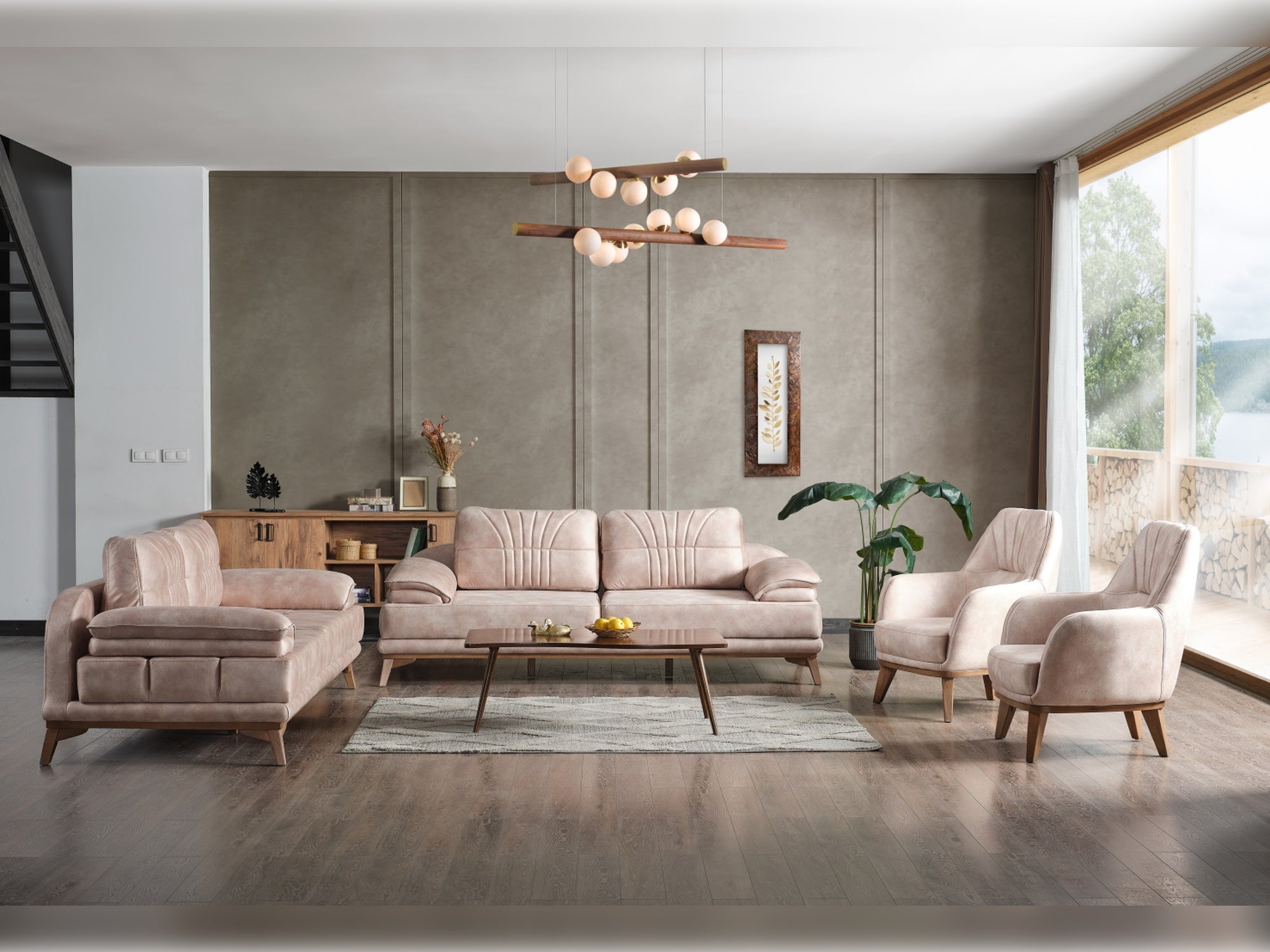 Golf Convertible Livingroom (2 Sofa & 2 Chair) Beige