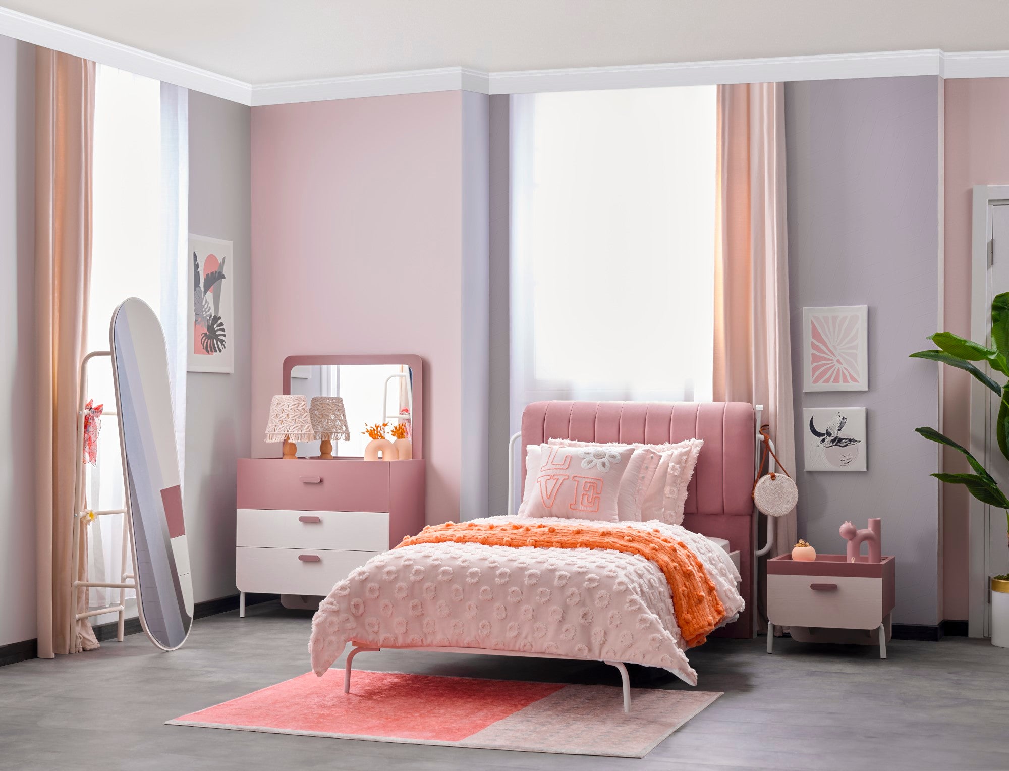 Linda Kids Room Set (Twin Bed &  Study Desk &  Nightstand)