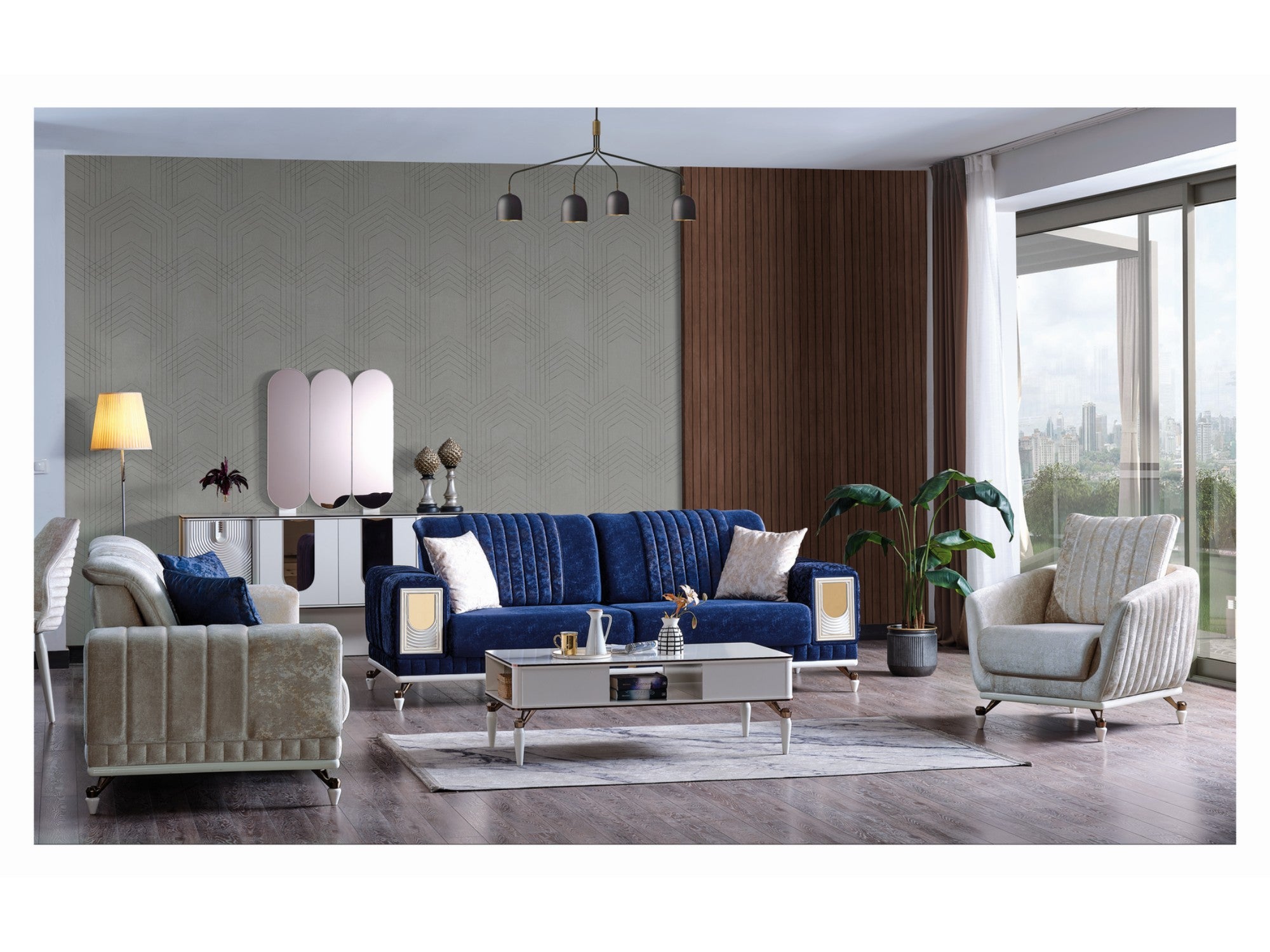 Sedef Convertible Livingroom Set (2 Sofa & 2 Chair)