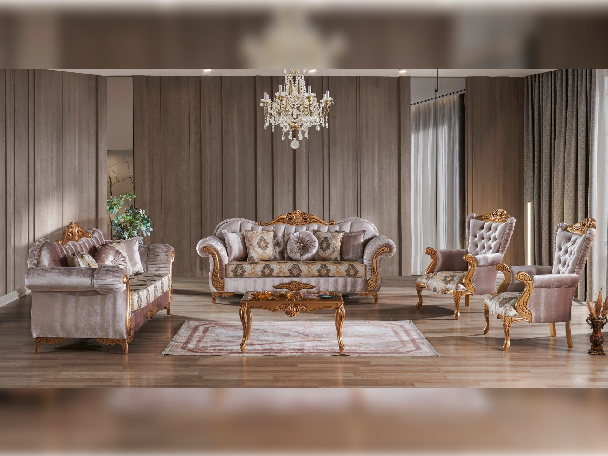 Sultan Traditional Livingroom (2 Sofa & 2 Chair) Cream