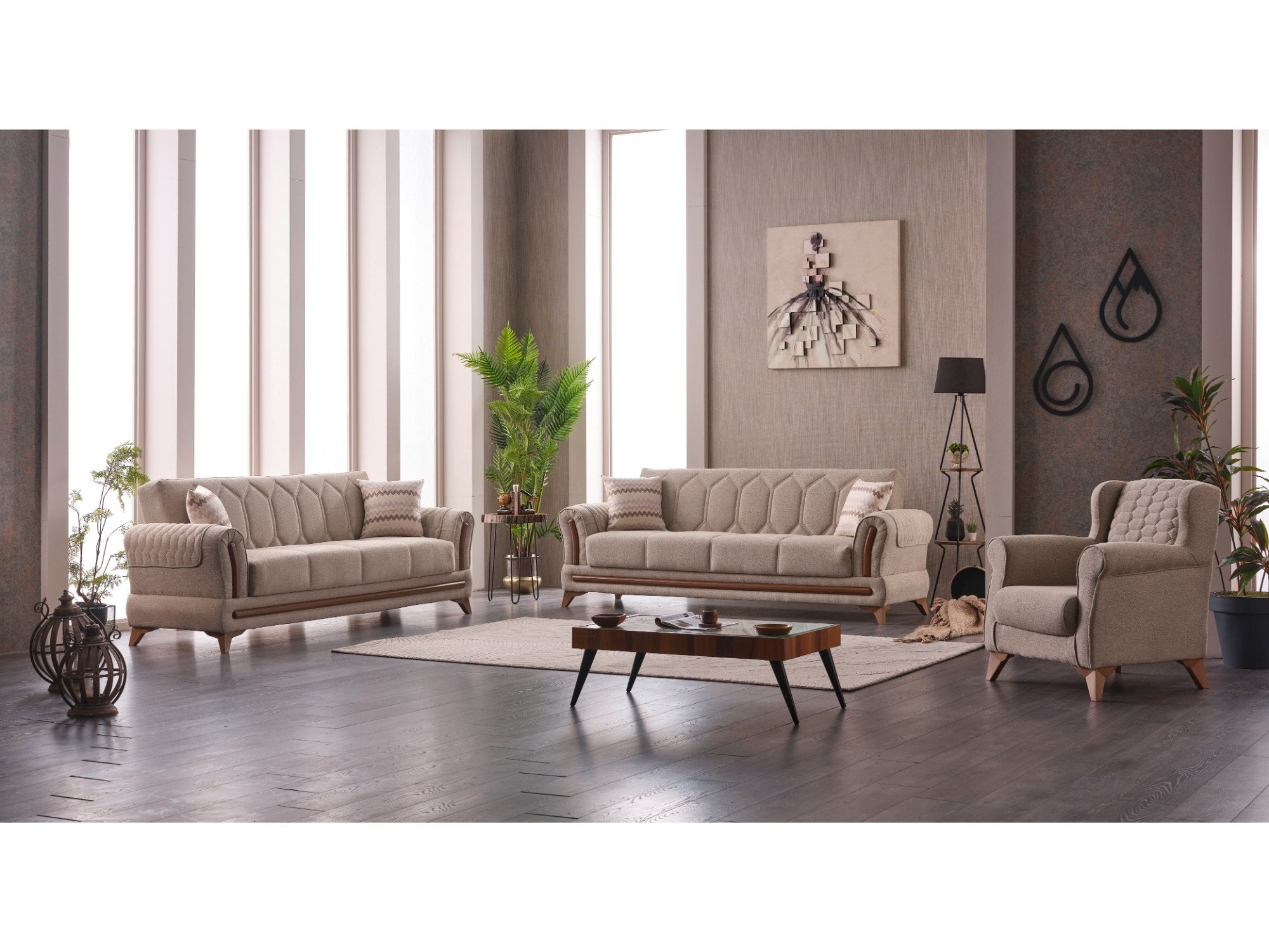 Bodrum Convertible Livingroom Set (2 Sofa & 2 Chair)
